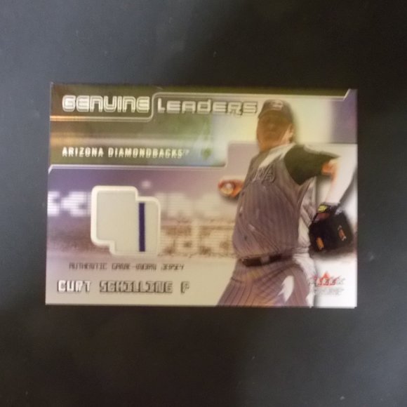 2002 Fleer Genuine Baseball Curt Schilling Game Worn Jersey Card Diamondbacks - Picture 2 of 3